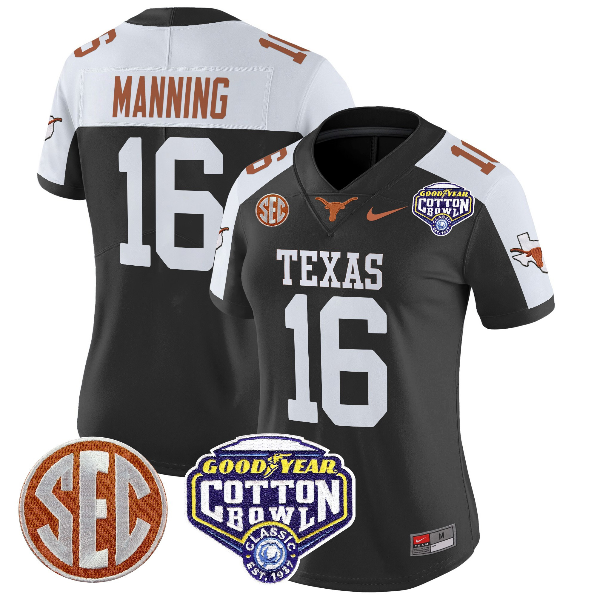 Women's Texas Longhorns Cotton Bowl Patch Vapor Limited Jersey All Stitched