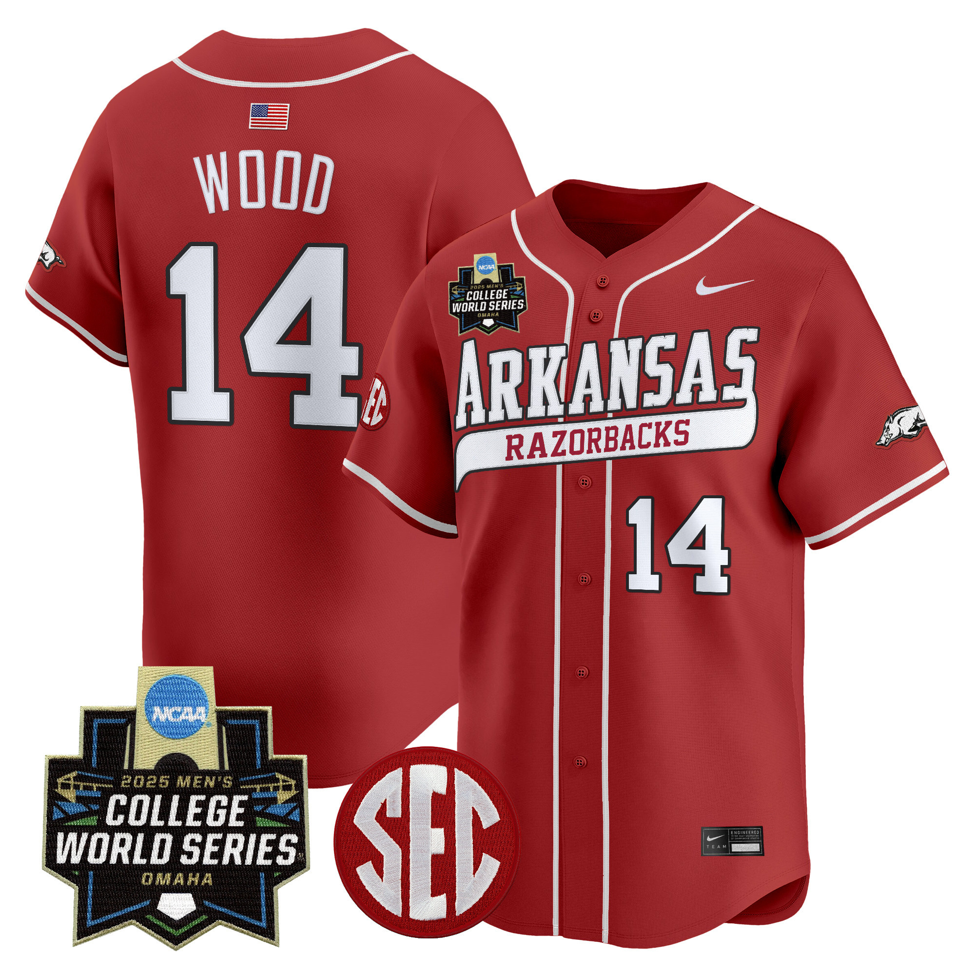Youths Arkansas Razorbacks 2025 World Series Vapor Premier Limited Jersey  All Stitched